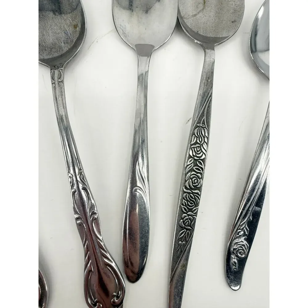 Vintage Mismatched Flatware Spoons Lot Of 6 Jewelry Crafts Wind Chime Ornate